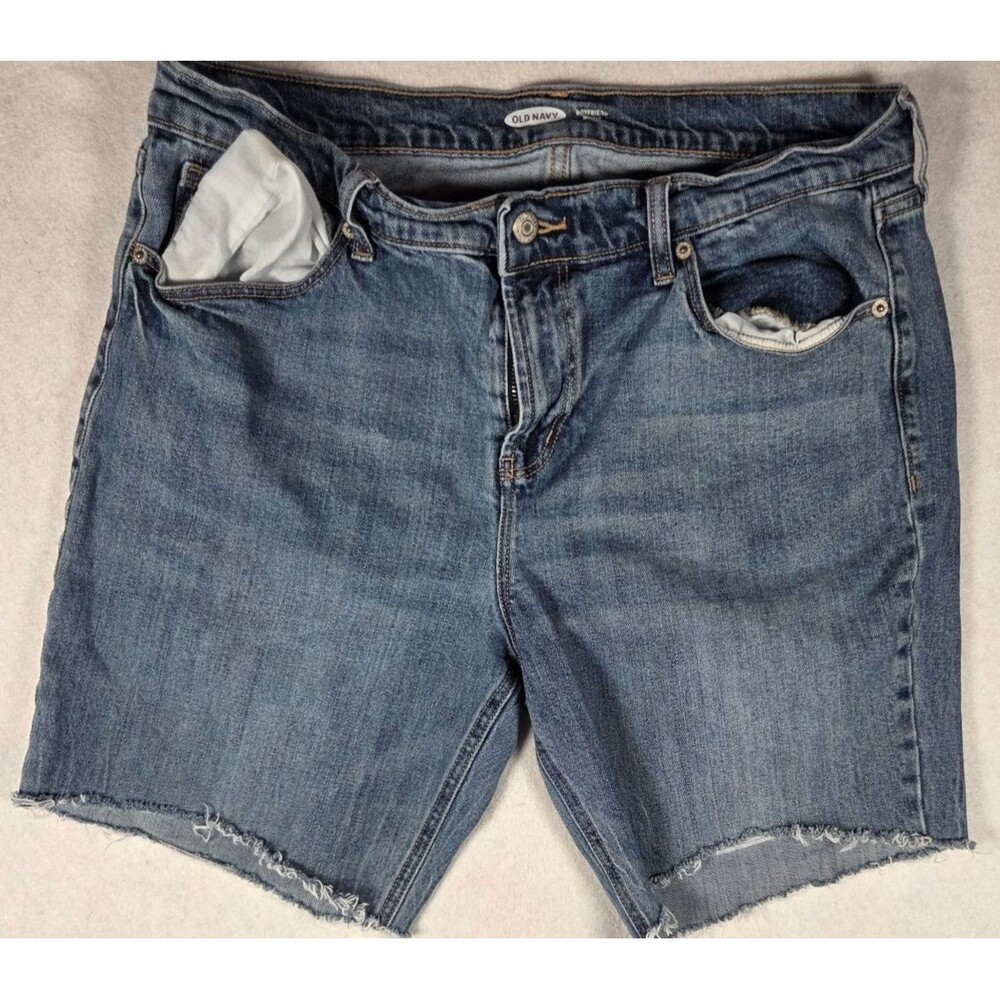 Old Navy Shorts Boyfriend Womens Size 12 Blue US: Stretch Raw Hem